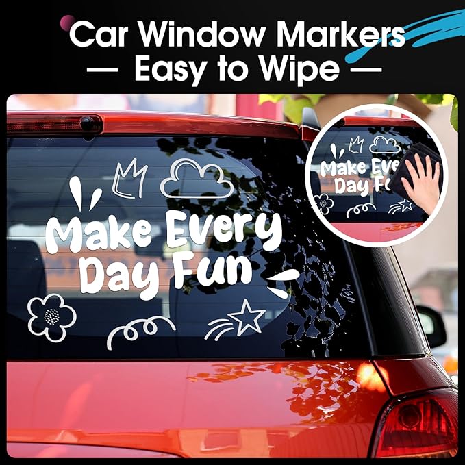 Fuutreo 20 Pack White Jumbo Chalk Markers 10mm Liquid White Chalk Markers Window Pen Whiteboard Paint Pens Erasable for Cars Windows