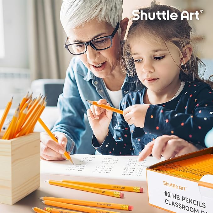 Shuttle Art Wood-Cased #2 HB Pencils, 350 Pack Sharpened Yellow Pencils with Erasers, Bulk Pack Graphite Pencils for School and Teacher Supplies, Writing, Drawing and Sketching