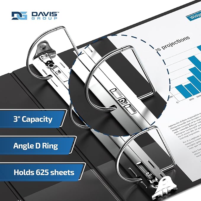 Premium Economy 6-Pack 3-Ring Binders for School or Office, D-Ring Binders, 3 Inch, Black