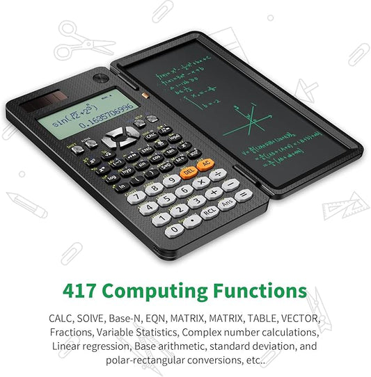 Scientific Calculator with Notepad 991ES Black Science Calculator with Writing Tablet Foldable Scientific Calculators for High School College Students School Supplies