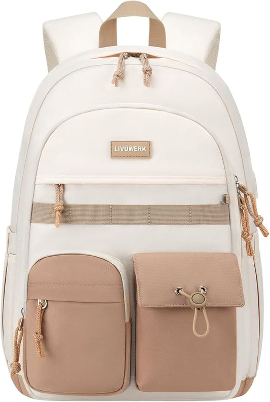 School Laptop Backpack for Girls Boys: Casual Middle High School Backpacks 15.6 Inch College Bookbag with USB Charging Port Waterproof Travel Back Pack Cute Work Book Bag for Teens Students Women Men