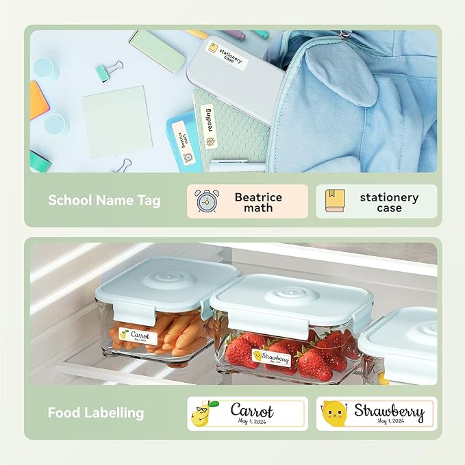 NIIMBOT D110 New Version Label Maker Machine with Tape, Handheld Bluetooth Label Printer, Mini Thermal Printer, Sticker Maker for Organizing Home Kitchen School, Green Visit The Store