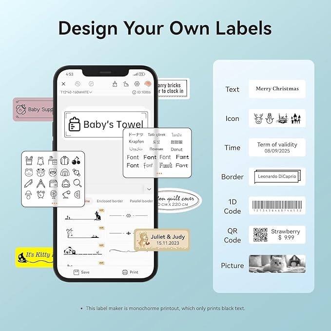 DEEPIN D11 Label Maker Machine Portable Bluetooth Label Maker with Tape, Thermal Label Printer Multiple Templates for Phone, Mini Label Sticker Printer for Business Office Organization, Green