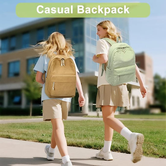 School Backpack for Teens Large Corduroy Bookbag Lightweight 15.6 inch Laptop Bag for Girls Women Casual High School College