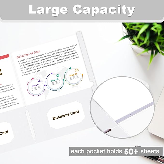 Folders with Pockets, LAYZZ 30 Pack Paper Pocket Folders, 2 Pocket Folders Fits Letter Size Paper, for School Office and Home (White)