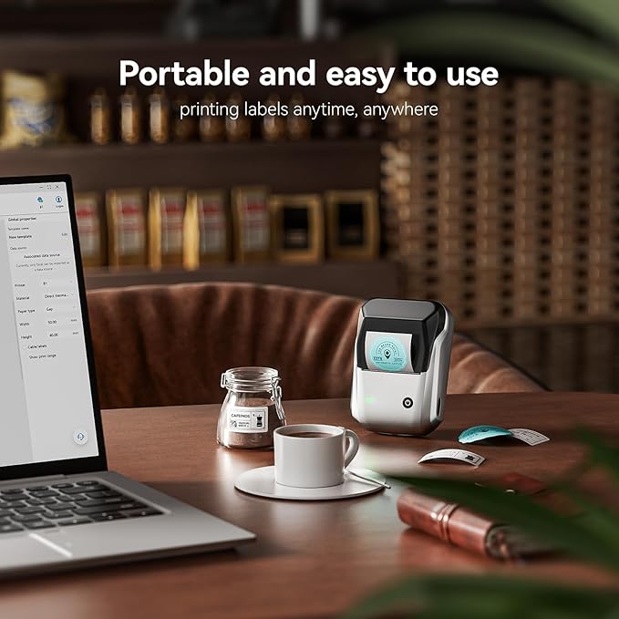 NIIMBOT B1 Label Maker Machine with Tape, 2 Inch Portable Sticker Printer for Home School & Small Business, Compatible with Phones & PC, Silver Gray