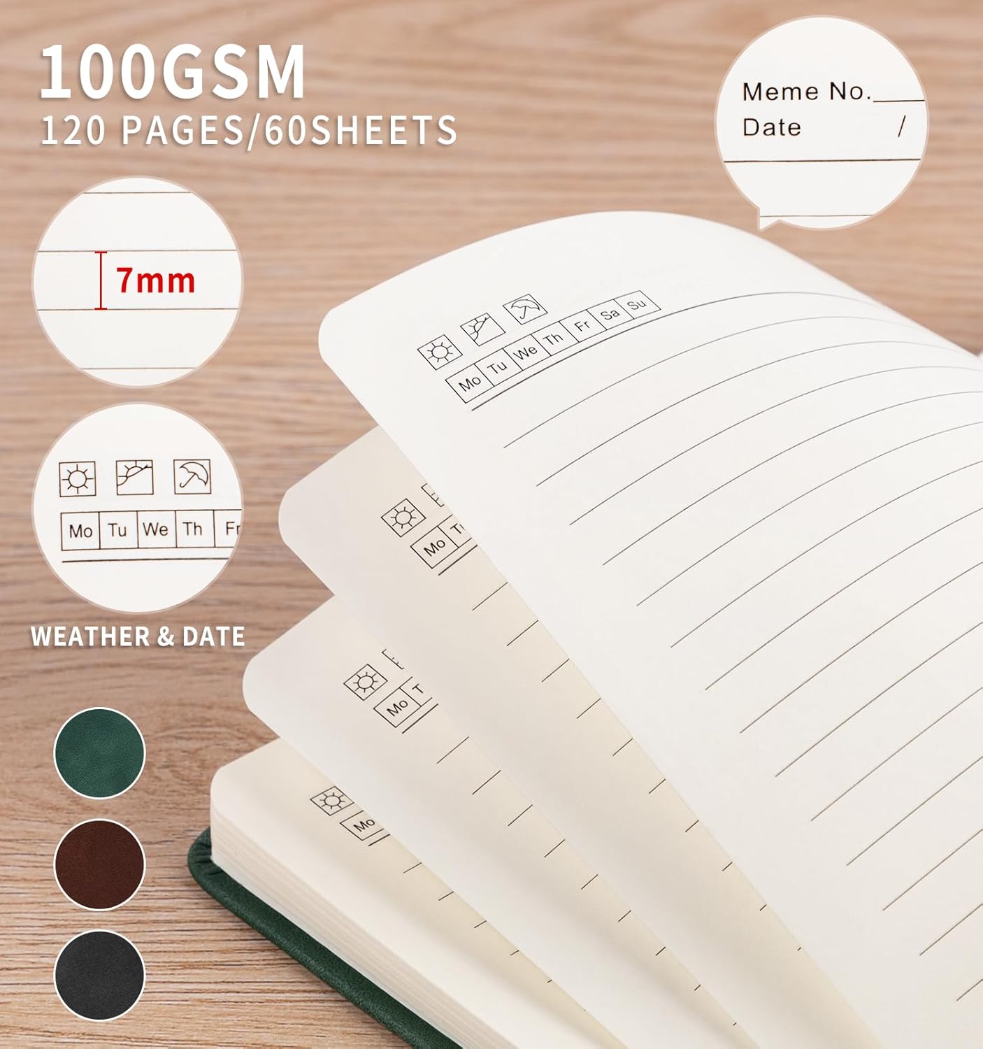 3 Pack Pocket Journaling Notebooks, A6 Small Notebook For Note Taking Journaling Notebooks Journals For Writing Mini Note Pads With Pen Holder 120 Pages 100 GSM Thick Paper