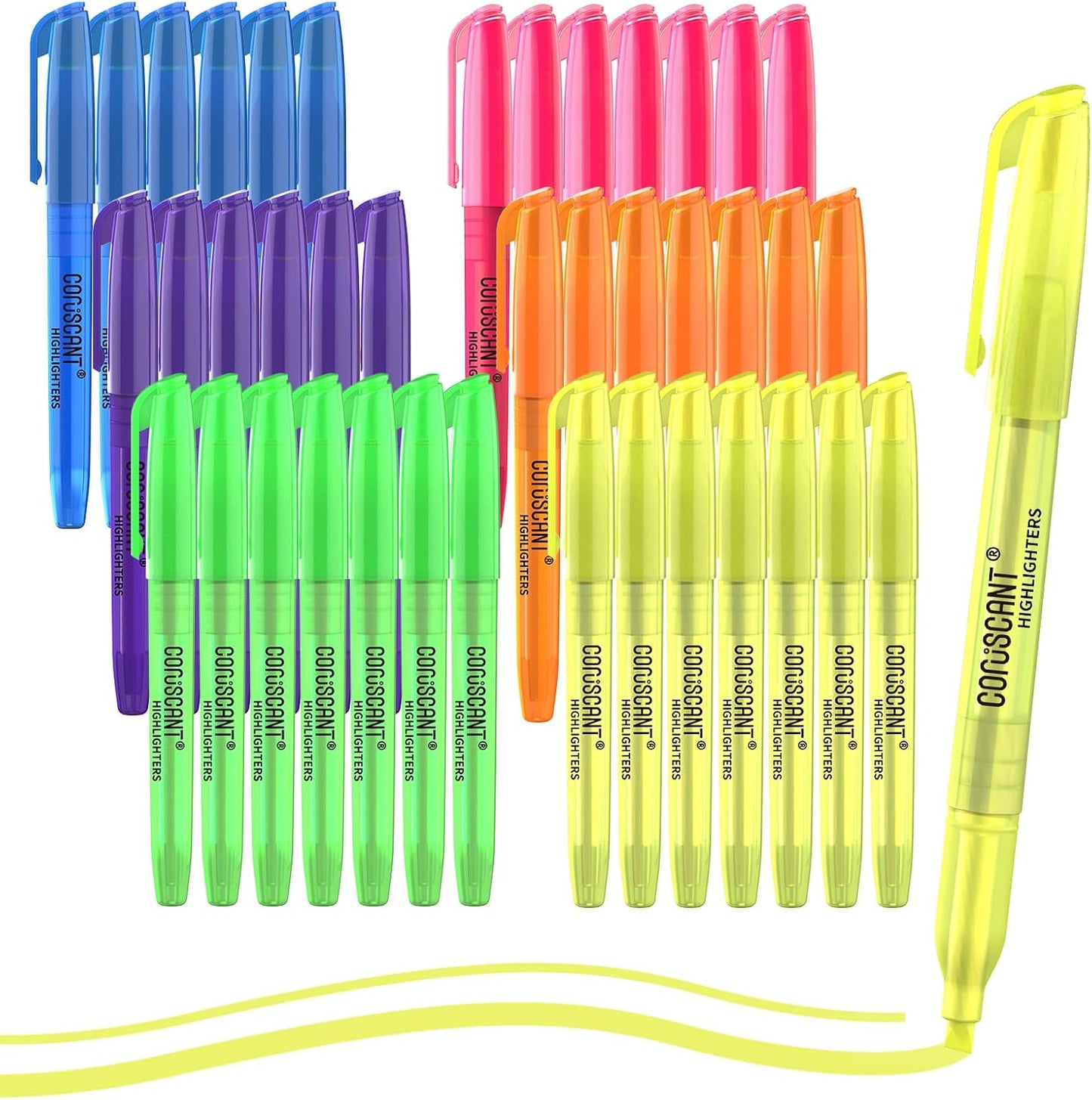 Highlighter - 36 pack color highlighter, color transparent visible fluorescent pen shell, wide chisel point mark, fluorescent pen, school, office