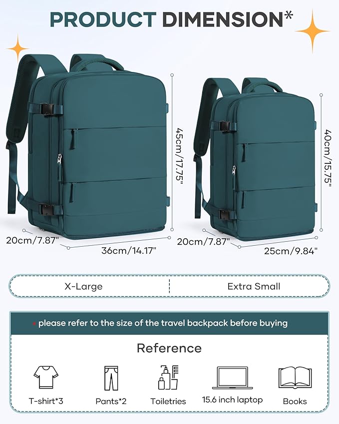 coofay Large Travel Backpack Carry on Flight Approved Mochila De Viaje Carry on Backpack for Airplanes Spirit Airlines Personal Item Bag 18x14x8 Inches Travel Bag Traveling Backpack for Women Men