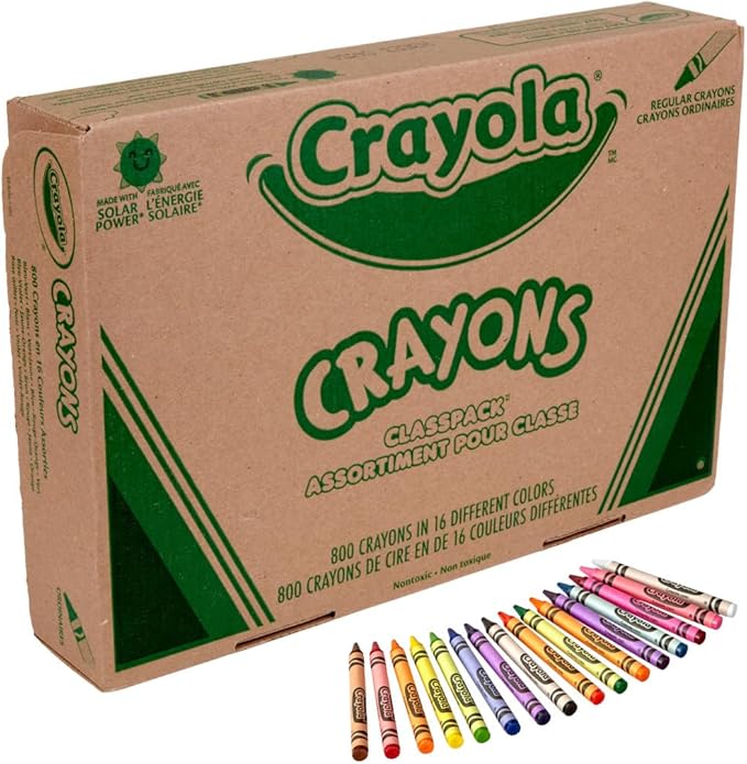 Crayola Bulk Crayon Classpack - 800ct (16 Colors), Bulk Teacher Supplies & Classroom Essentials for Back to School, Arts & Crafts Crayons for Kids, 3+