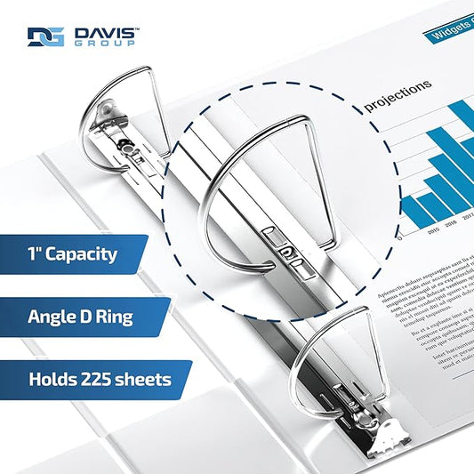 Premium Economy 6-Pack 3-Ring Binders for School or Office, D-Ring Binders, 1 Inch, White