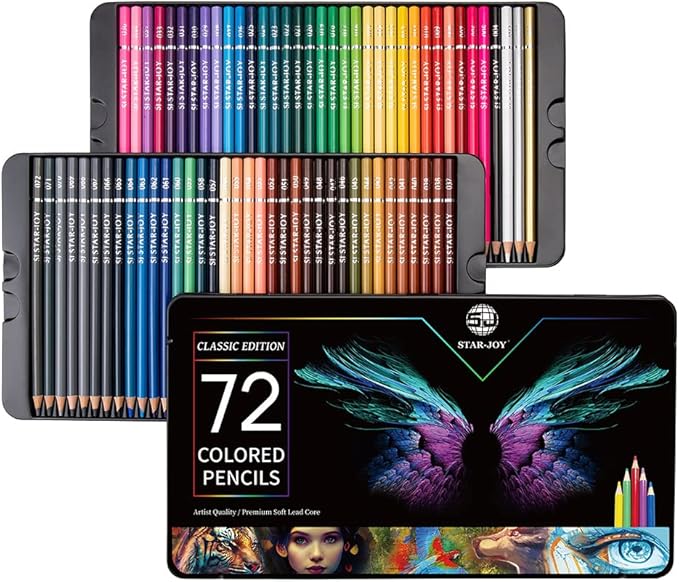 72 Colored Pencils for Adult Coloring Books, Premier Coloring Pencils Set, Quality Oil Based Colored Pencils, Holiday Gifts for Artist Drawing