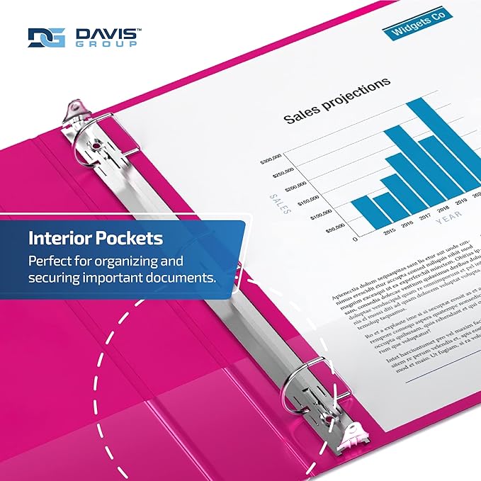 Premium Economy 6-Pack 3-Ring Binders for School or Office, D-Ring Binders, 2 Inch, Pink