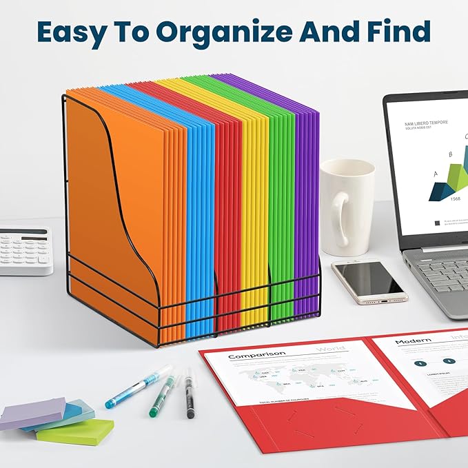 144 Packs Plastic 2 Pocket Folders, Bulk Heavy Duty Folder in 6 Colors, Durable and Sturdy Folders for School and Office Supplies