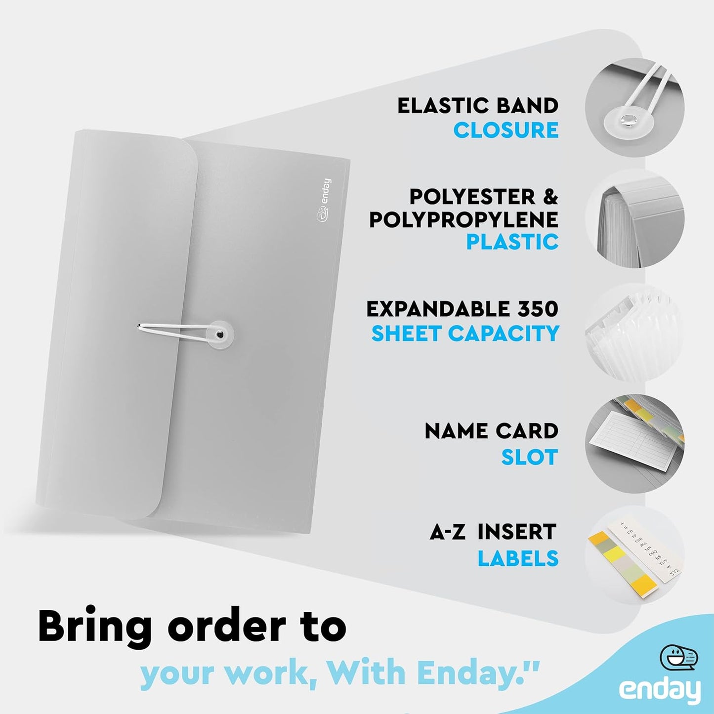 Accordion File Organizer 13 Pocket Expanding File Folder with Labels, Accordion File Organizer Letter Size Letter A4 Paper for Receipts, Bills and Documents 13" x 9.5” –by Enday