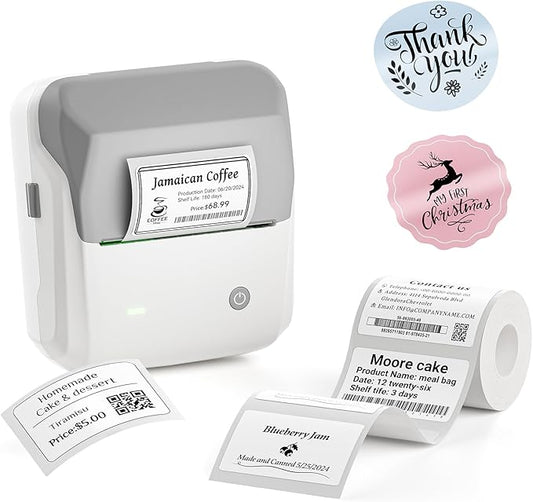 NIIMBOT B31 Label Maker Machine with Tape, 3 Inch Portable Label Printer for Barcode, Address, Logo, Tag Labeling, Thermal Sticker Maker Compatible with Smartphones & PC, Grey White