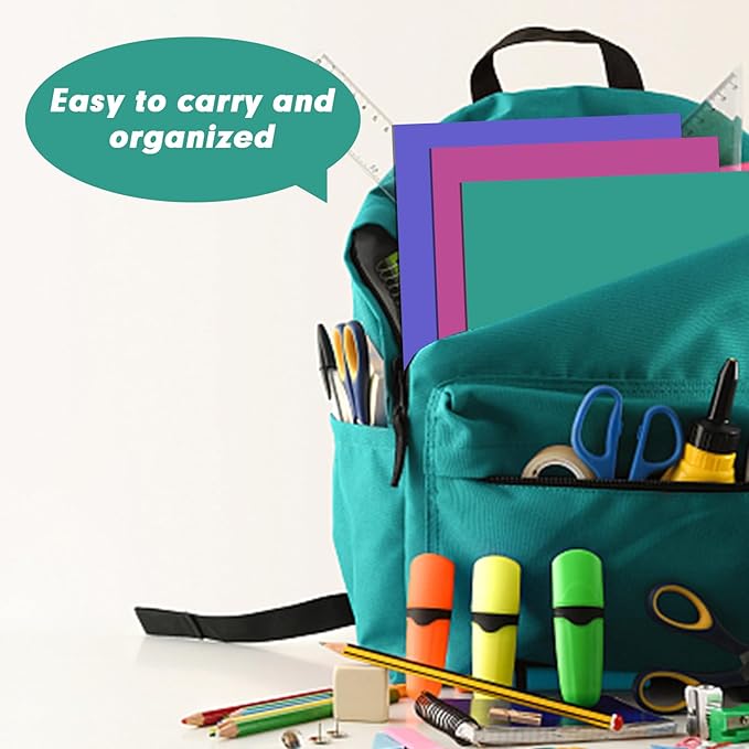 Two Pocket Folders, RAZCC 50 Pack 2 Pocket Folders Fit Letter Size Paper, Paper Folders with Pockets for School Office Business Home, Assorted 5 Colors