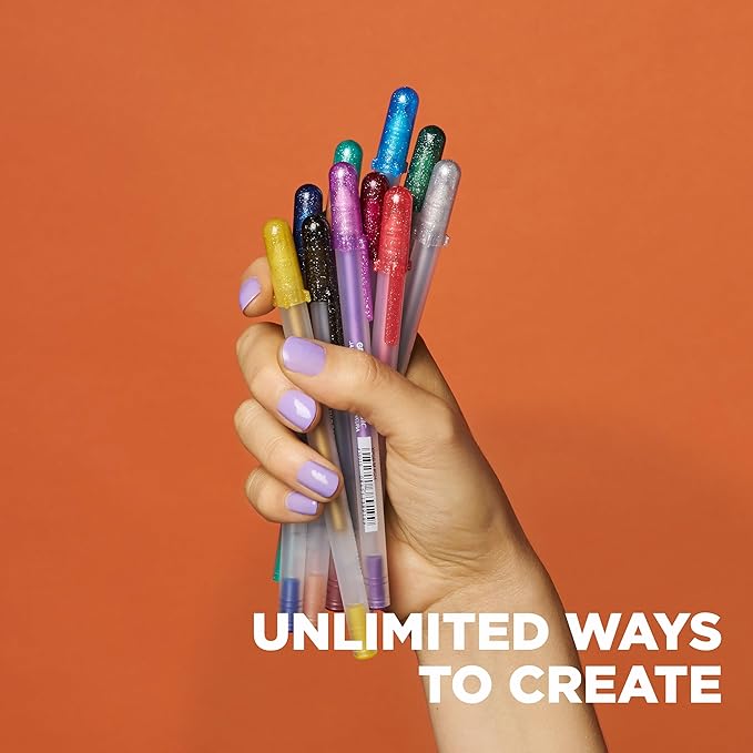 SAKURA Gelly Roll Metallic Gel Pens - Pens for Scrapbook, Journals, or Drawing - Metallic Gold Ink - Medium Line - 6 Pack