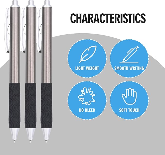 Black Gel Pens, 50Pack Bulk Black Gel Pens, 0.5mm Fine Tip, Black Ink, Smudge-Free, Retractable Ballpoint Pen, Ideal for School, Office, Nurse Documentation (Brown Barrel)