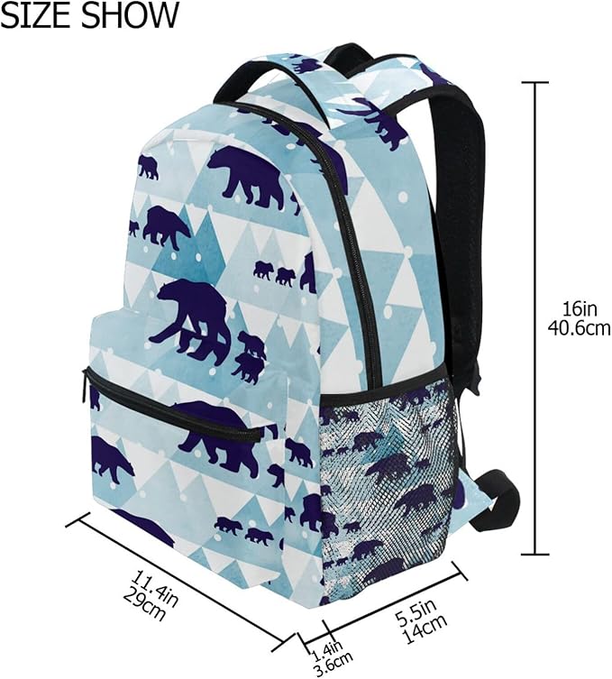 SUABO Polar Bear Backpack for School Student Laptop iPad Tablet Travel School Bag for Boys Daypack