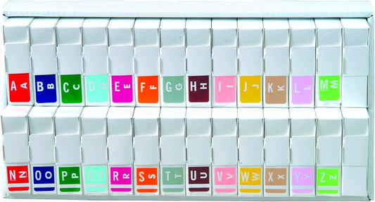 Doctor Stuff - File Folder Labels, Alphabet Letter, Complete Set A - Z, with Tray, Compatible with Smead Alpha-Z Acc/ACCS - SMAM Series Alpha Stickers 1-5/8" x 1”, 26 Rolls, 250/Roll