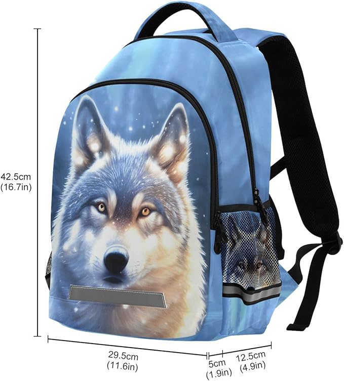 Wolf Backpack for Boys Elementary School Bag Kids Girls Bookbag Travel Rucksack