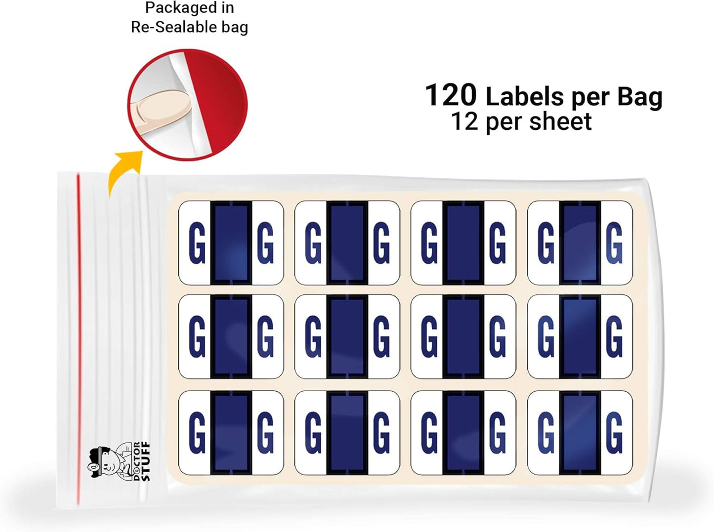 Doctor Stuff - File Folder Labels, Alphabet Letter G Stickers, Compatible with Smead BCCR/BCCS - TPAM Series Alpha Stickers Purple, 1" x 1-1/4", 120 Labels per Package
