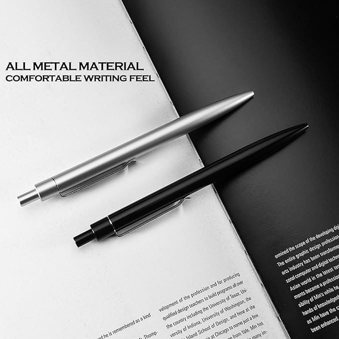 DUNBONG Black Metal Gel Pen, Gel Ink Ballpoint Pen, Black Ink, 0.5mm Retractable Ink Pen (Black)