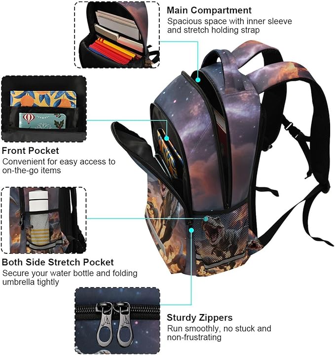 Dinosaurs Roar Backpack for Boys Girls Elementary School Bag Kids Bookbag Travel Rucksack