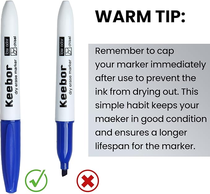 Dry Erase Markers Chisel Tip, 3 Assorted Colors, 72 Pcs Low-Odor Whiteboard Markers, Office & School Supplies