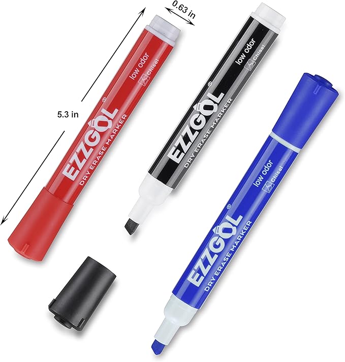 Dry Erase Markers Bulk, 72 Pack Basic Assorted Colors Red Blue Black Green Low Odor Whiteboard Markers