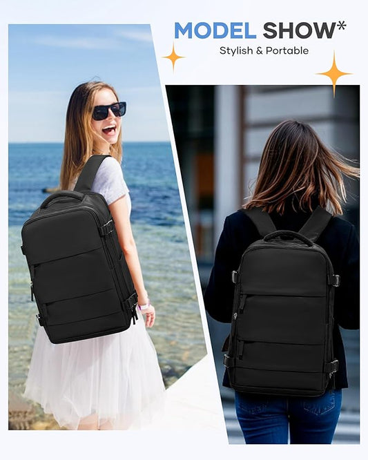 coofay Black Travel Backpack Carry on Flight Approved Mochila De Viaje Personal Item Backpack for Airlines Frontier Airlines Personal Item Bag Large Backpack for Travel Backpacks for Men Women