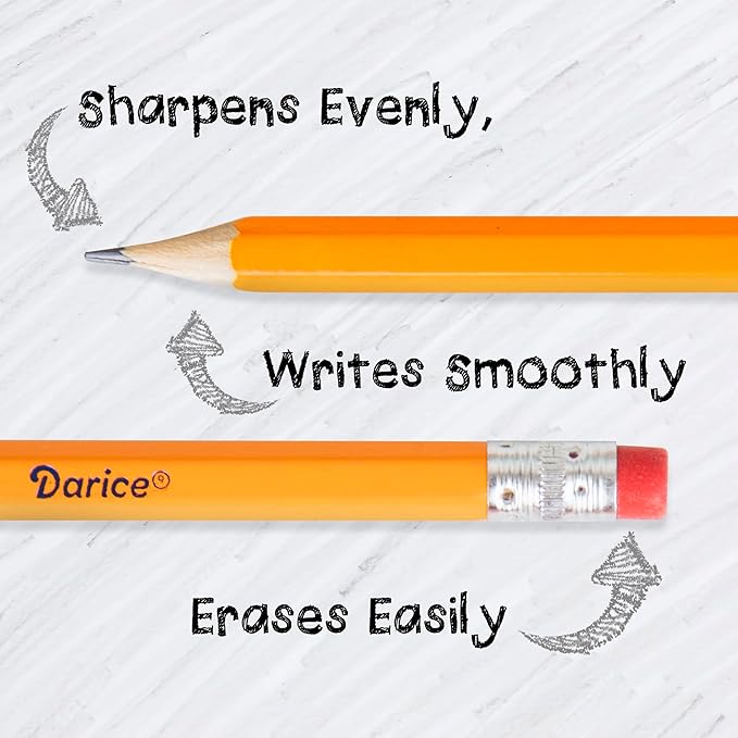 Darice Wood-Cased Pencils, 288pc Bulk Pre-sharpened #2 HB Pencils with Eraser for Classroom Back to School Supplies, 12 x 24 Pack