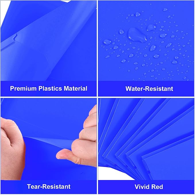 SUIN Plastic Project-Folders with 2 Pockets & 3 Prong, Bulk Pack Project File-Folder for US Letter Size Papers, Ideal for School & Office, Assorted Pastel Colors (Blue)