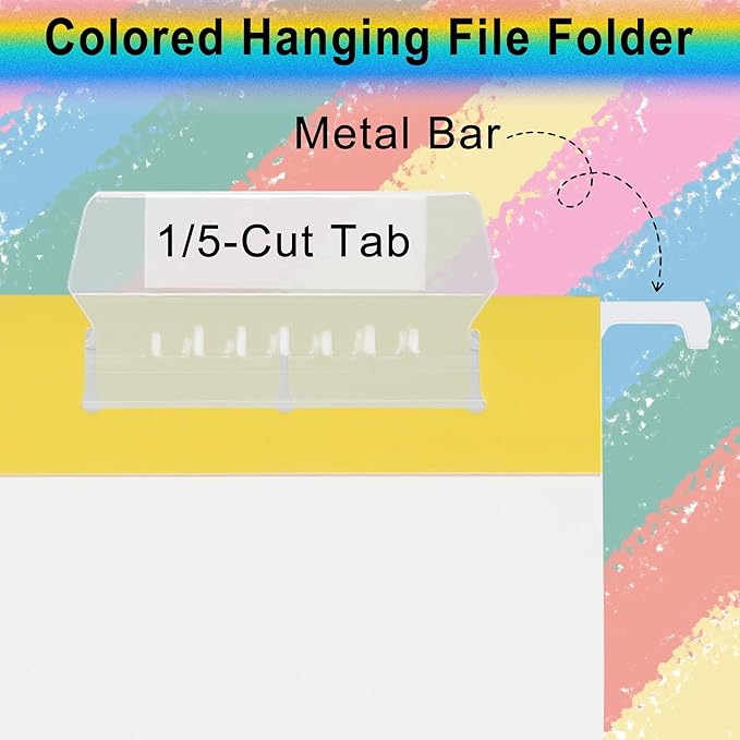Hanging File Folders,25 Pack Yellow Letter Size Hanging File Folders with 1/5-Cut Tabs,Ideal for Home and Office Organization and Papers Classification