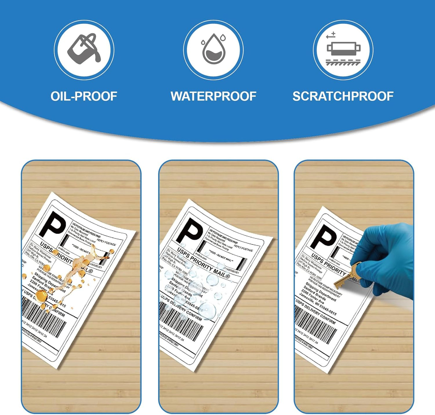 HUOJI 4x6 Direct Thermal Shipping Labels, 4 Stacks 4000 Labels, Fanfold, Compatible with Rollo, Zebra, MUNBYN Printers(Commercial Grade)
