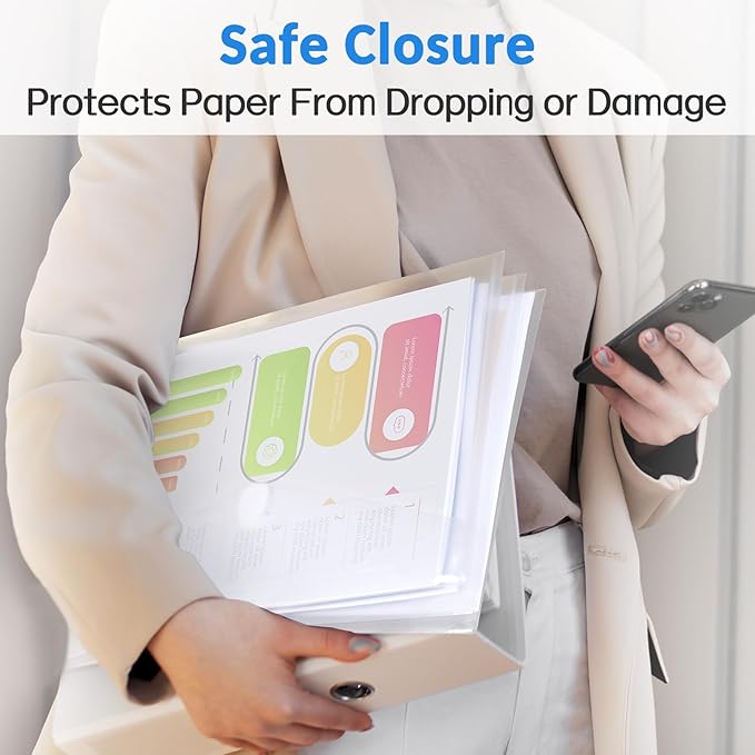 Sooez 6 Pack Plastic Envelopes File Folders, Rainforced Clear Folder Important Document Organizer, A4 Letter Size Bill Receipt Paper Holder Organizer Folder with Closure for School Office