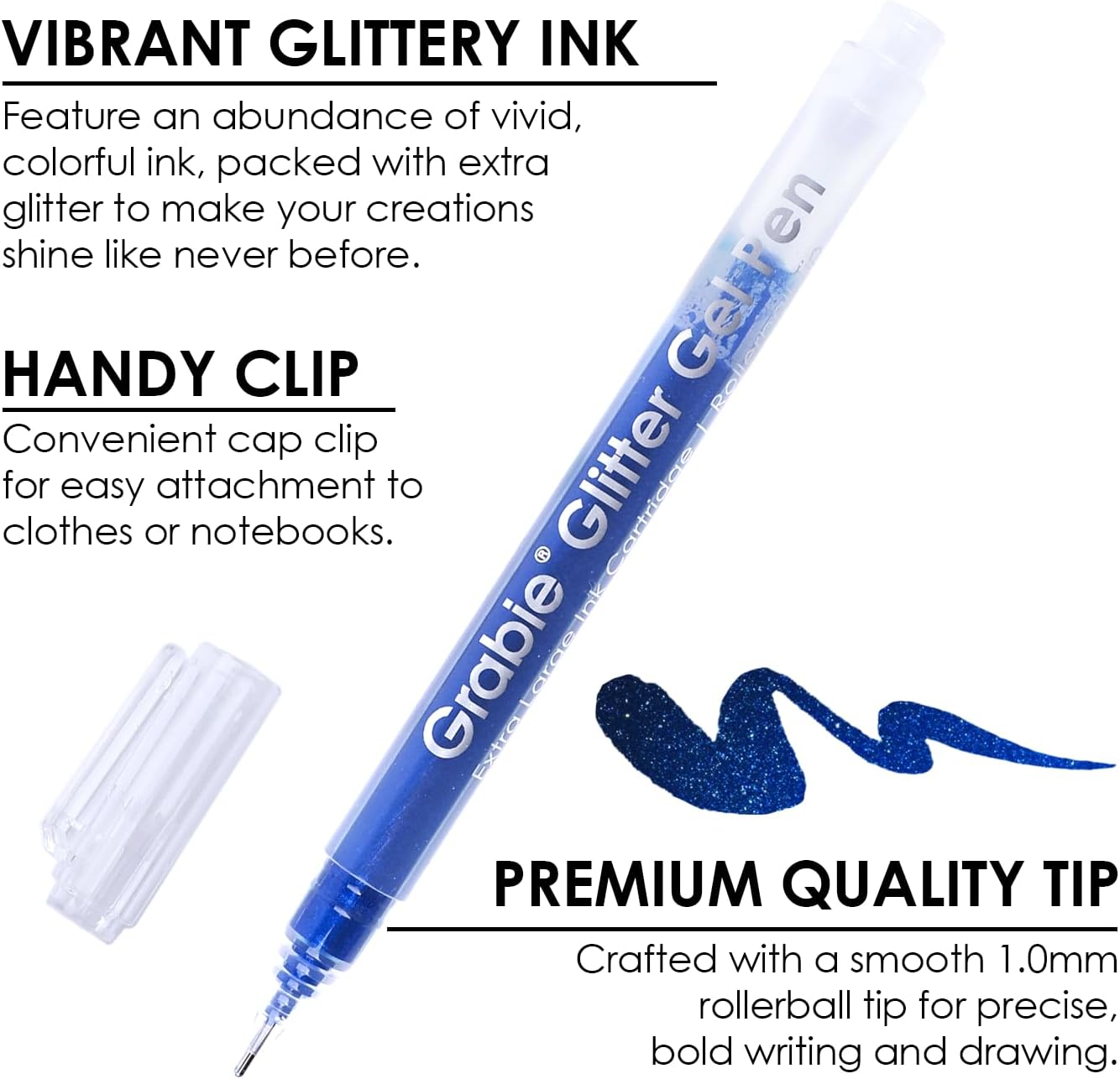 Jumbo Glitter Gel Ink Pen Set Of 18, Metallic Vibrant Sparkle Gel Pens for Coloring, Sparkle Markers, Glitter Pens for Adults (18 Colors Jumbo Gel Pens)