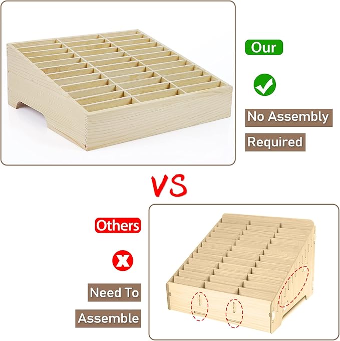 36-Grid Wooden Cell Phone Holder Desktop Organizer Storage Box for Classroom Office (36-Grid)