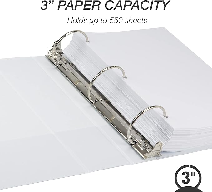 Samsill Plant-Based 3 Inch Durable Round Ring, Made in USA, View Binder, Eco-Friendly, USDA Certified Biobased, Single, White