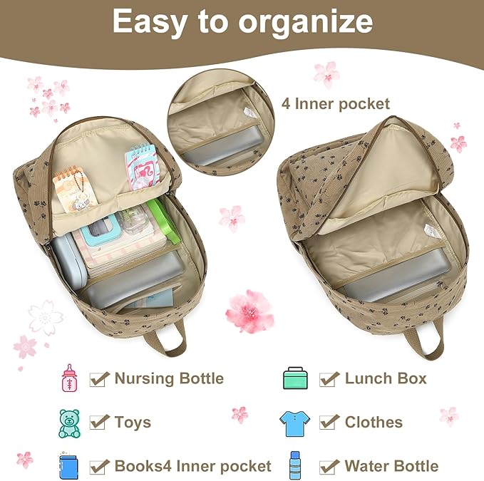 School Backpack for Teens Large Corduroy Bookbag Lightweight 15.6 inch Laptop Bag for Girls Women Casual High School College