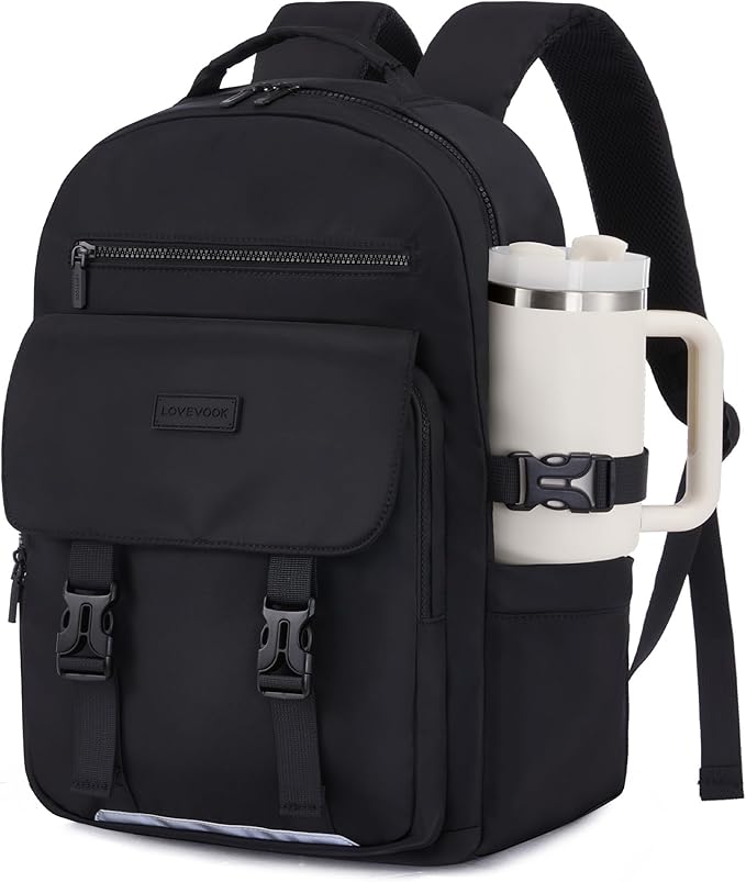 LOVEVOOK School Backpack for Teen Girls，Casual School Backpack 14-18 Teenage 15.6 Inch Laptop Bookbag, Cute Big Student Laptop Backpack for College Women Middle High School Travel Daypack, black