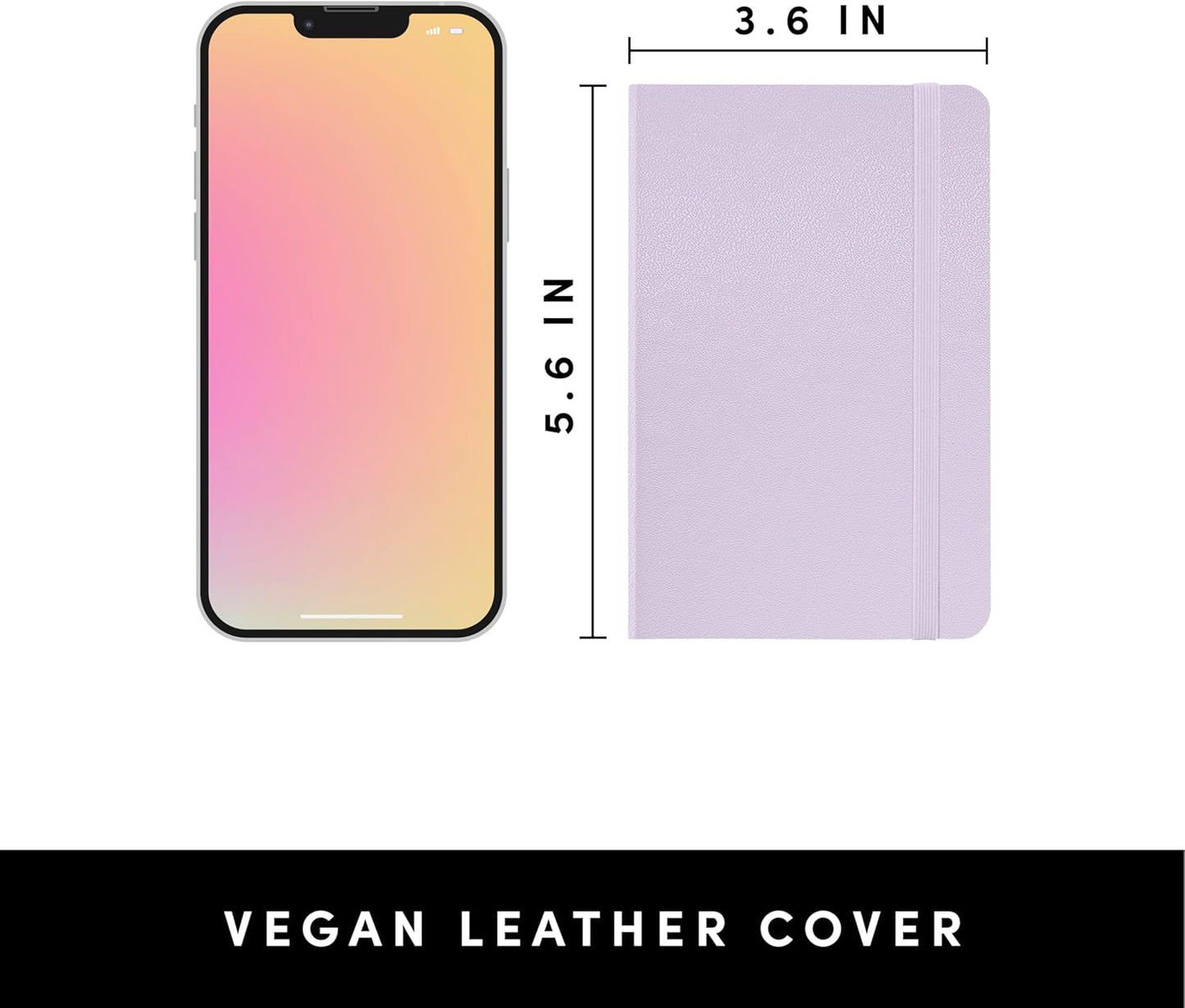 PAPERAGE Lined Pocket Journal Notebook, 1 Pack, (Lavender), 160 Pages, Small, 3.6 inches x 5.6 inches - 100 GSM Thick Paper, Hardcover