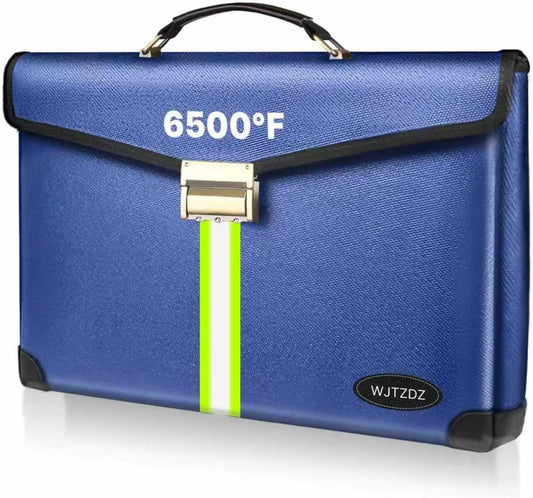 Large Capacity Upgraded Fireproof Money Bag with Lock 6500°F,10 Layers of Heat Insulated Materials with Waterproof Zipper/Reflective Strip with Handle for Cash/Important Documents