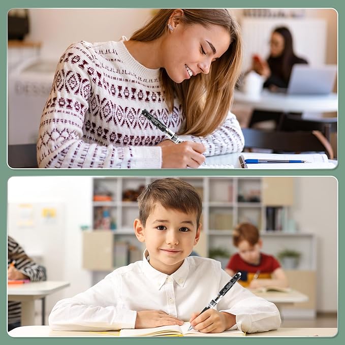 M&G Gel Pen Medium Point 0.5mm, 12 Pack Quick Dry Smooth Retractable Black Gel Ink Rollerball Pen for Home Office Writing Note Taking Journaling Business, Style 1