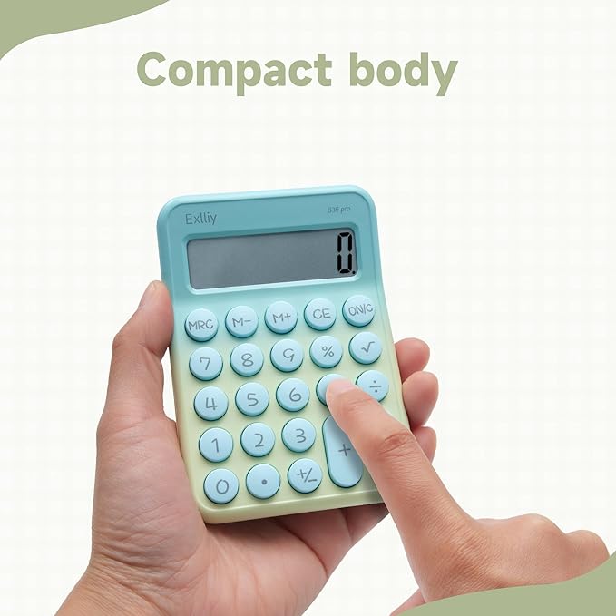 Pocket Calculator, Kids 8 Digit Small Desktop, LCD Display, Cute & Aesthetic Calculator (Gradient Green, S 1 Pcs)