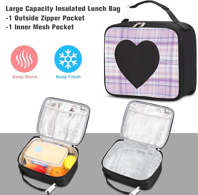 Backpack for Girls - Bookbag Backpacks Schoolbag for Girls Kids Teen Women Casual Travel Daypacks - School Bag Elementary Middle School College Cute Backpack with Lunch Box (Black Purple)