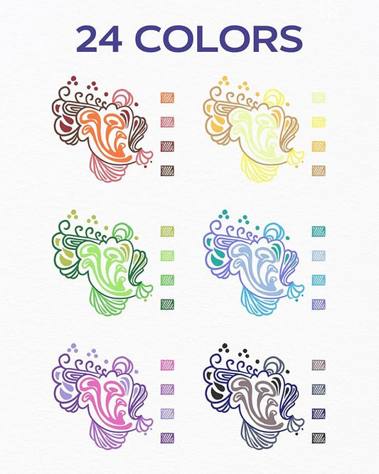 Four Candies Quick Dry Ink Colored Pens Set, 24 Colors Retractable Gel Pen, 0.7mm Fine Point Colorful Pens for Note Taking & Drawing, Colored Gel Pens with Comfort Grip for Office, School & Home