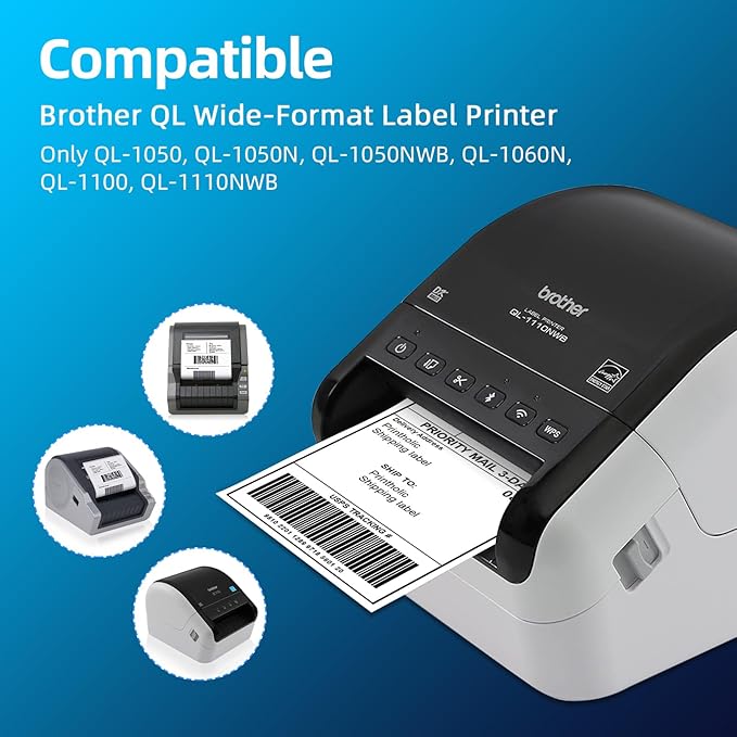 12 Rolls Die Cut Large Shipping Labels, 4.07' x 6.4', 180 Labels/Roll, Compatible with Brother QL Label Printers (QL-1050, QL-1060N, QL-1100), Replacement for Brother DK-1247