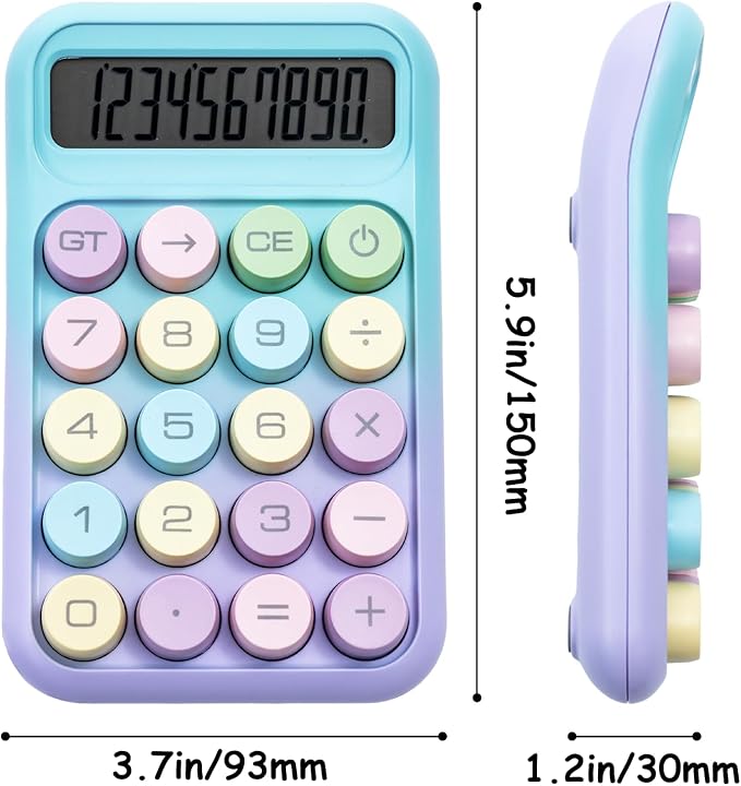 M&G Mechanical Switch Calculator, 10 Digit Basic Desk Calculator, Large LCD Display and Big Buttons, Cute Small Calculators Gift for Children Students Teacher